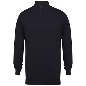 Henbury Mens Zip Neck Sweatshirt / Navy